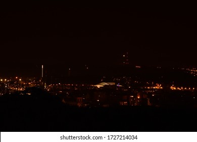 Panoramic View Of The City Of Liège By Night With A View On Liège-Guillemins Railway Station