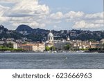 Panoramic view of the city of Como in a cloudy day. Como lake, Italy