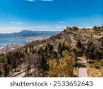 Panoramic view of city Palermo, Sicily, Italy. Winding climb park Belvedere of Monte Pellegrino.