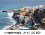 Panoramic view of the city of Santa Cruz de la Palma from a viewpoint of the coast, Canary Islands.