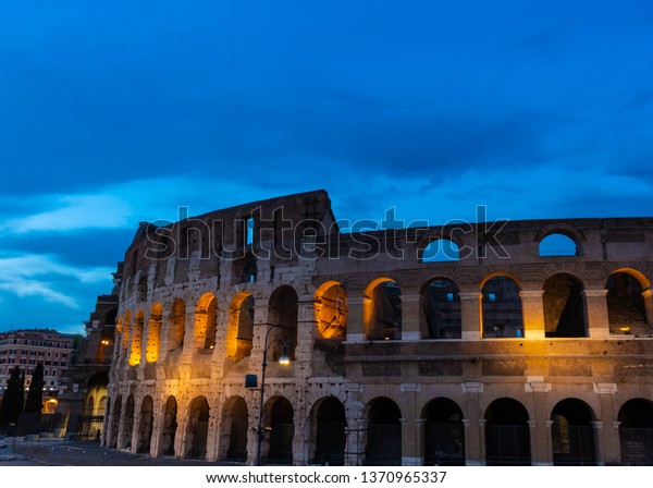 Panoramic view of Colosseum in Rome, Italy. Rome\
architecture and landmark. Rome Colosseum is one of the main\
attractions of Rome in\
Italy