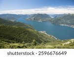 Panoramic view.
Panoramic view of Como Lake and mountain peaks, seen from a location named: “Alpe Giumello”.