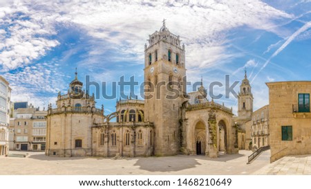 Panoramic view at the Complex building of Cathedral in Lugo, Spain