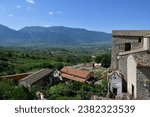 Panoramic view of the countryside of Guardia Sanframondi, a village in the province of Benevento, Italy.	