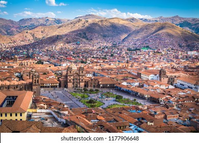 Panoramic view of Cusco historic center, Peru