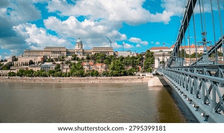 Panoramic view of the Danube River and Buda Castle in Budapest, Hungary