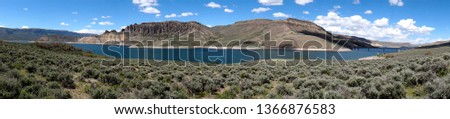 Panoramic view of the Dillon Pinnacles and the Blue Mesa Reservoir at Curecanti National Recreation Area in Gunnison, Colorado