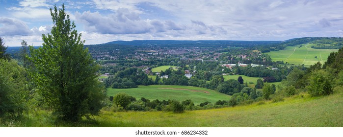 Panoramic View Of Dorking In Surrey On A Sunny Summer Day