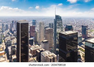 Panoramic view of downtown Los Angeles, California, USA