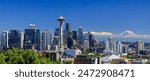 Panoramic view of Downtown Seattle,  ranked 15th largest city in USA and one of the top 5 fastest growing cities in USA