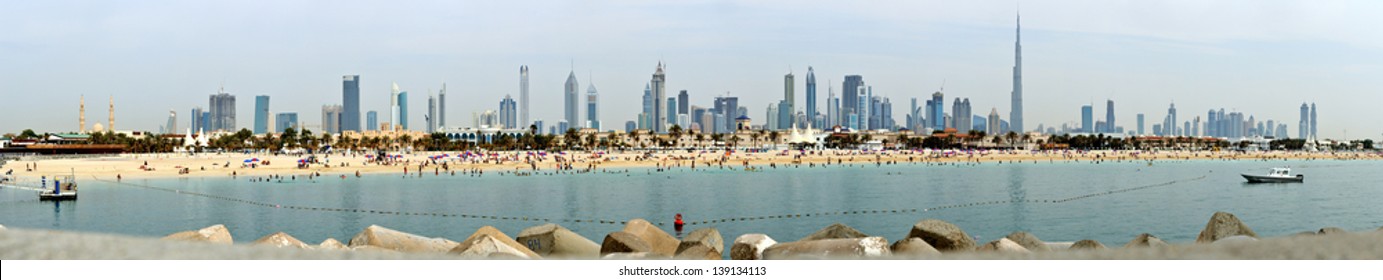Panoramic view of Dubai from the Persian Gulf