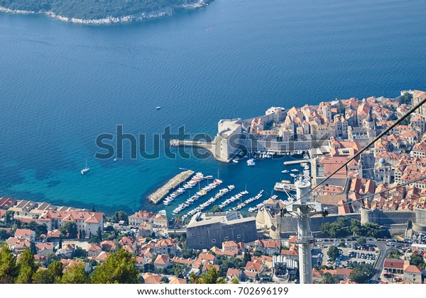Panoramic view\
of Dubrovnik, Cable Car station\
Kriz