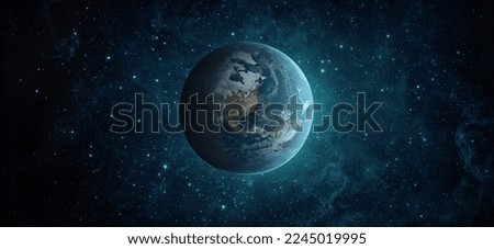 Panoramic view of the Earth, star and galaxy. Sunrise over planet Earth, view from space. Elements of this image furnished by NASA