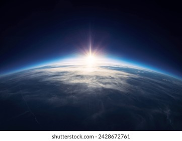 Panoramic view of the Earth, stars and galaxy. Planet Earth, view from space. Space fantasy. Elements of this image furnished by NASA. - Powered by Shutterstock