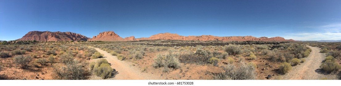 Panoramic View Of The Edge Of Snow Canyon From Red Mountain Resort, St George Utah