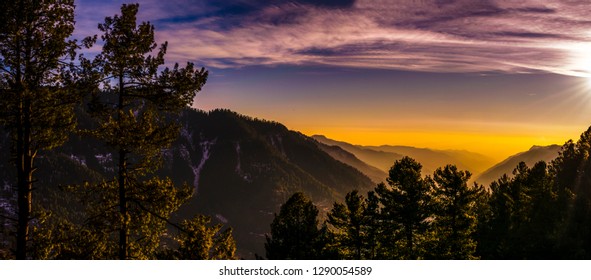 panoramic view of extremely beautiful sunset high resolution