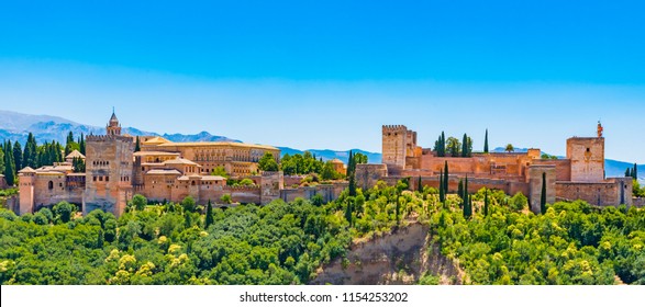Panoramic view of the famous Alhambra, Granada, Spain.