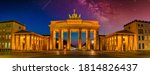 panoramic view of the famous brandenburg gate (Brandenburger Tor) in Berlin in the evening