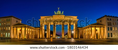 panoramic view of the famous brandenburg gate (Brandenburger Tor) in Berlin in the evening