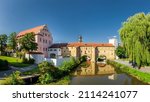 Panoramic view of the famous Stadtbrille in Amberg in the Upper Palatinate region of Germany