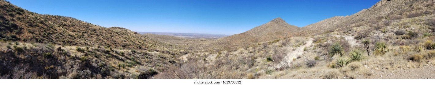 Panoramic View Of Franklin Mountains State Park, El Paso Texas 