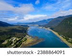 Panoramic view of the Gastineau Channel in Twin Lakes north of Juneau, Alaska - Fjord in the American arctic leading up to Juneau