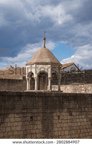 panoramic view of the gothic architecture of an ancient spanish city mockup