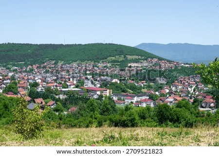 Panoramic View of Mrkonjić Grad Town Surrounded by Green Hills in Bosnia and Herzegovina