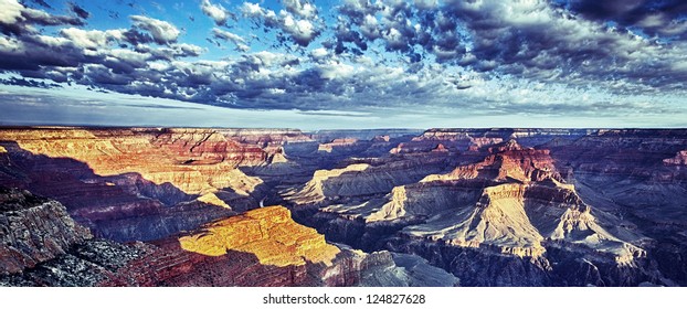 panoramic view of Grand Canyon with morning light, USA