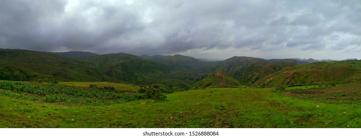 Panoramic View Of Green Mountains At Hilly Region Of Ryta Hills