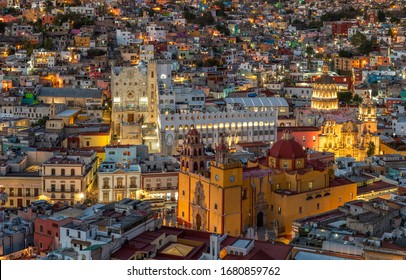 Panoramic view of Guanajuato, Mexico. UNESCO World Heritage Site.