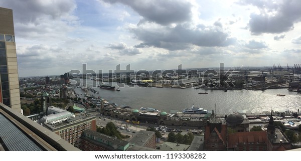 Panoramic View Hamburg City Elbpanorama Elbe Stock Photo Edit Now 1193308282