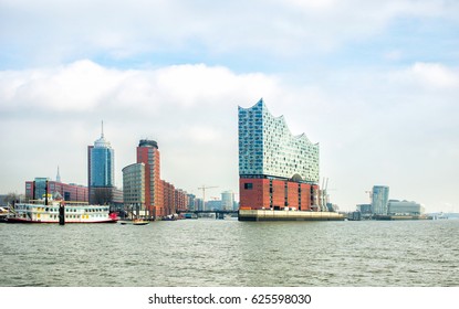 panoramic view of Hamburg city and Elbphilharmonie