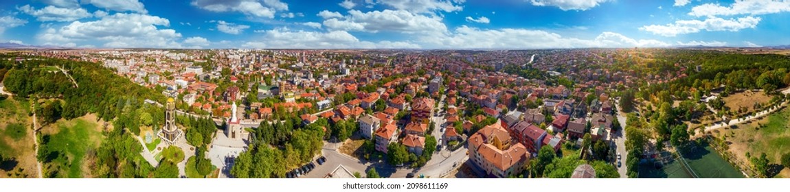 Panoramic view of Haskovo city, shot with a drone,Haskovo,Bulgaria - Image