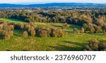 Panoramic view of Heaton Park in Prestwich Greater Manchester on an early morning of October. 