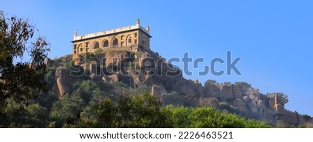 Panoramic view of historic Golconda fort built by Qutub Shahi Kings. located in Hyderabad city, India