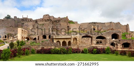 Panoramic view of Historic Golkonda fort in Hyderabad, India