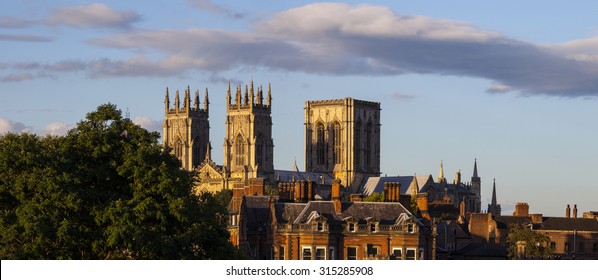 A panoramic view of the historic York Minster in York, England.