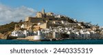 Panoramic view of Ibiza old town and harbor, Ibiza Island, Balearic Islands, Spain
