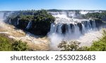 panoramic view of iguazu waterfalls from brazil side