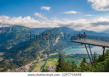 Panoramic view of Interlaken from viewpoint of Harder Kulm