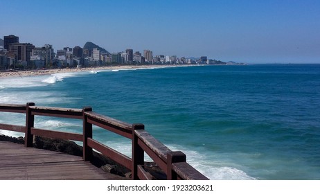 Panoramic view of Ipanema and Leblon beach in Rio de Janeiro from the "Mirante do Leblon".