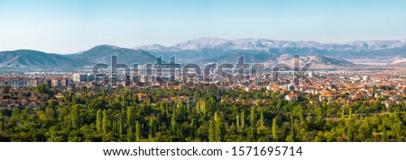 Panoramic view of Isparta, Turkey on a sunny day