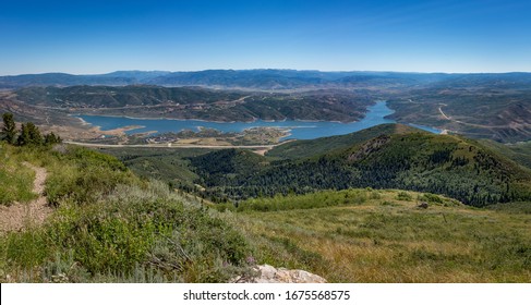 Panoramic view of the Jordanelle Reservoir from Deer Valley Utah