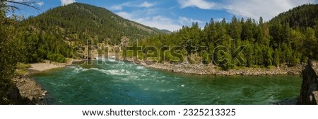 Panoramic view of Kootenai falls in Montana 