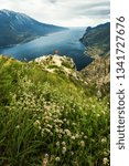 panoramic view of lake garda from punta larici near pregasina to limone sul garda and south, italy, malcesine, hike, climb, mountain bike, viewpoint