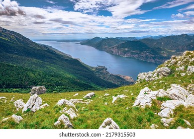 Panoramic view of Lake Garda seen from Mount Baldo, Italy - Shutterstock ID 2179315503