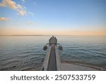 Panoramic view of Lake Neuchâtel, Switzerland at sunset.