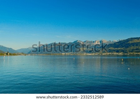 Panoramic view of Lake Zurich in Rapperswil-Jona, Alps, Switzerland