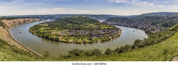 Panoramic View Of The Large Rhine Loop At Boppard